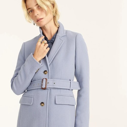 NWT J.Crew Belted Lady Day Topcoat Beachside Blue Italian Doublecloth Wool 16 - Picture 8 of 8