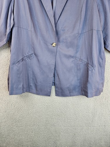 Torrid Womens Night Shade Blue Lyocell-Linen Blend Blazer Sz 4X Ruched Sleeves - Picture 5 of 15