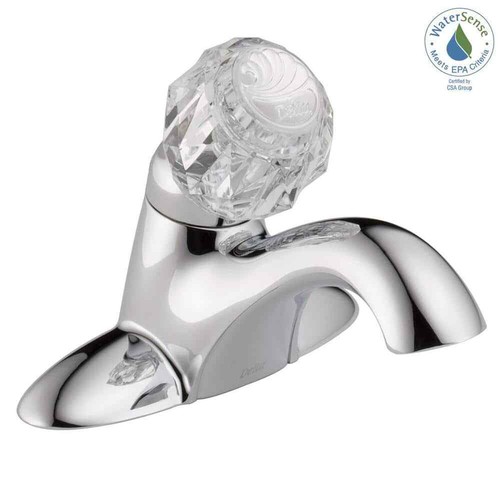 Classic 4 in. Centerset Single-Handle Bathroom Faucet with Metal Drain in Chrome - Picture 7 of 7