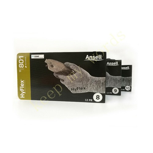 12 PARES de guantes de trabajo multiusos Ansell HyFlex 11-801 recubiertos de nailon talla 8/9/10 - Imagen 12 de 12