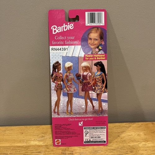 1996 Barbie FLOWER PRETTY Fashions Neon Vintage Retro Mod NEW NIP NOS Pink - Picture 2 of 2