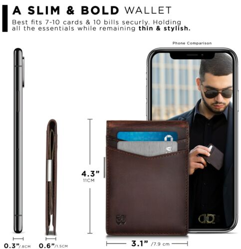 SERMAN BRANDS Money Clip Wallet - Mens Wallets Slim Front Pocket RFID Blocking - Picture 6 of 55