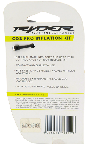 Ryder CO2 Tyre Inflator Kit 2x Canisters Bicycle Kit Presta/Schrader Valves - Picture 34 of 59