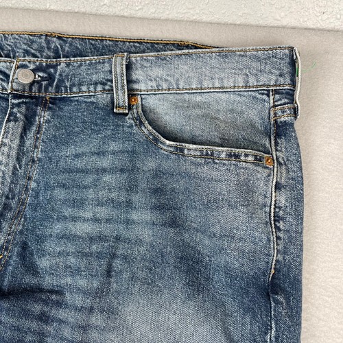 Pantalones de mezclilla Levis para hombre 42x33 azul 541 bigotes descoloridos corte atlético occidental cónico - Imagen 4 de 18