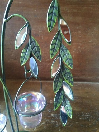 Candelabro-Candeliere-portacandele-soprammobile-in ferro battuto specchi-vetro - Foto 6 di 6