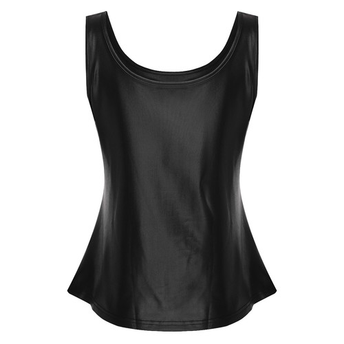 Womens Shiny Sleeveless Crop Shoulder Straps Tight Waist Cinching Top Clubwear - Bild 68 von 123