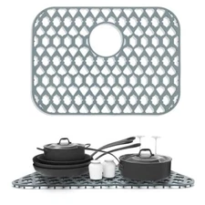 Sink Protectors for Kitchen Sink 19"x14" Large Farmhouse Silicone Sink Mat Gr...