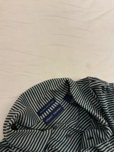 Grant Thomas Shirt L Brown Green Stripe Polo Short Sleeve 100% Cotton YGI Y1-664 - Picture 9 of 11