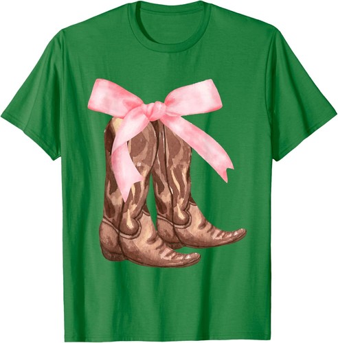 Coquette Pink Bow Cowboy Boots Cute Y2K Teen Girls, Women T-Shirt Hoodie - Picture 13 of 17