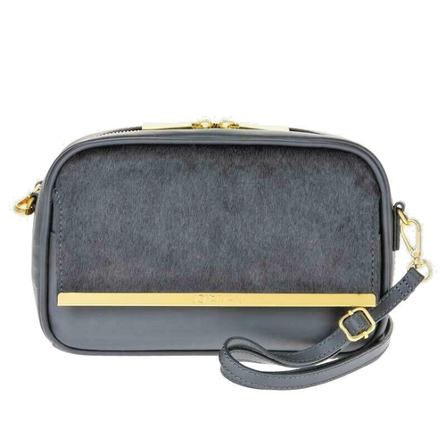 Borsa a tracolla Joy Mangano & Iman in pelle e capelli di vitello VEDI COLORI con RFID nuova con etichette - Foto 1 di 28