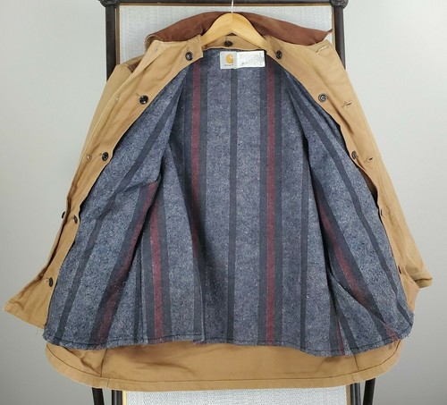 VTG CARHARTT Size Large USA Made Button Blanket Liner Hunting Canvas Duck Jacket - Picture 6 of 12