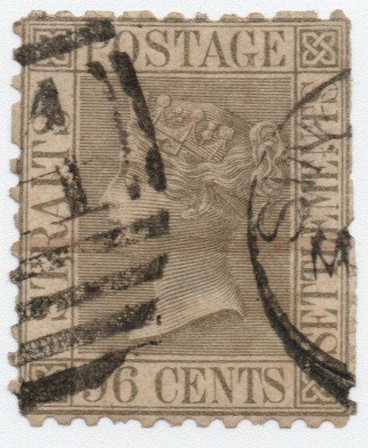 Straits Settlements 1871 96c Grey Perf 121/2 SG19a Used Cat 225£