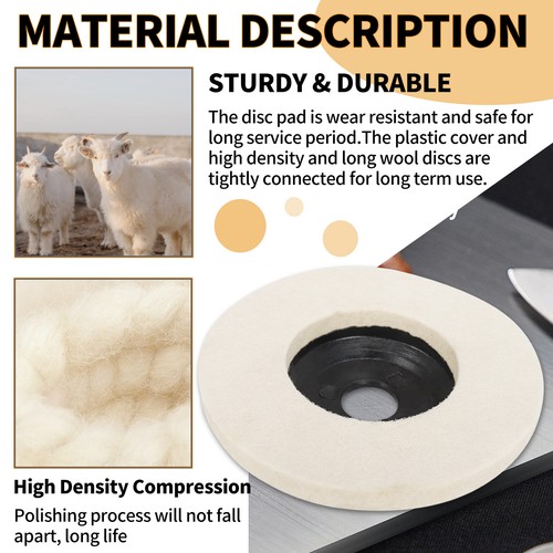 10PC 4 Inch/100mm Wool Buffing Wheel Felt Polishing Disc Pad For Angle Grinder - Picture 5 of 8