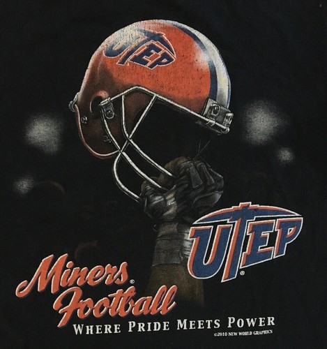Maglia Vintage UTEP Miners Calcio Sbiadita Distress S AOP Scuola Pista Grunge PE Anni 90 - Foto 3 di 14