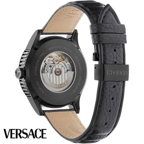 Versace V18030017 Aiakos Automatik schwarz Leder Armband Uhr Herren Uhr NEU - Bild 3 von 3