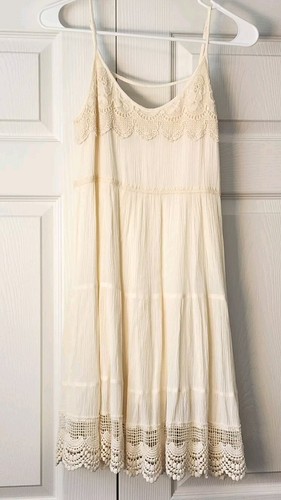 Maurices Women's S Cream Ivory Sleeveless Summer Sundress Lace Tiered Lined - Picture 2 of 11