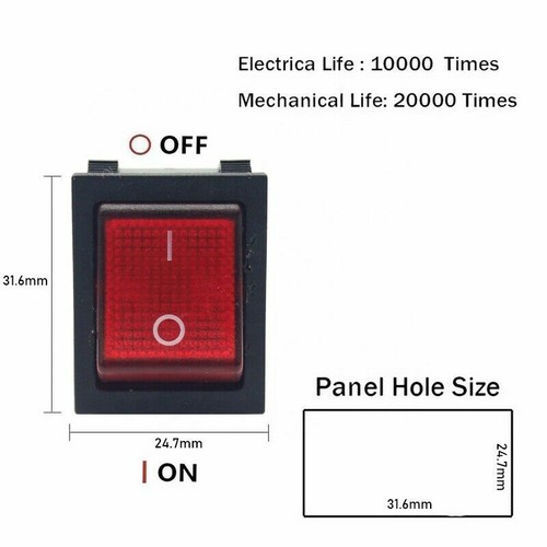 30A 35A 40A High Current Welding Machine Rocker Switch ON/OFF KCD4-201N-B - RED - Picture 4 of 41
