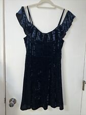 American Eagle Outfitters Navy Blue Velvet Off The Shoulder Dress Sz Large