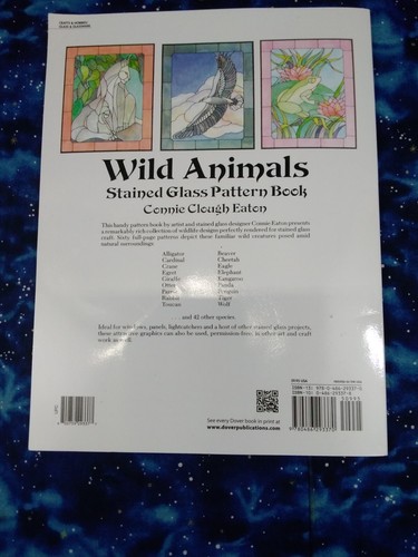 Wild Animals-Stained Glass Pattern Book by Connie Clough Eaton New - Imagen 2 de 2