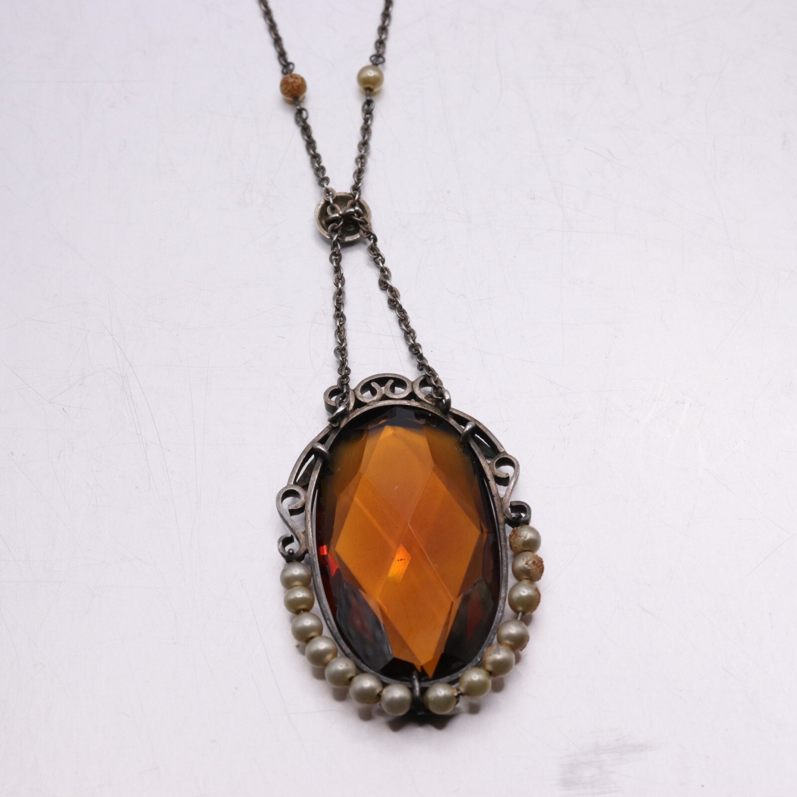 Antique Victorian Edwardian Pendant Necklace 19" … - image 5