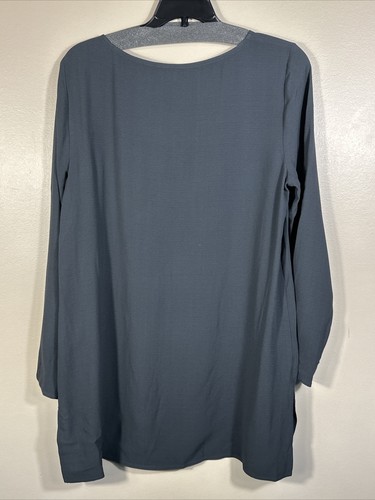 Eileen Fisher 100% Silk Long Sleeve Shirt Top Gray Size Small - Picture 4 of 10