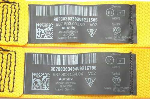 Cinturones de seguridad Porsche 987 Boxster velocidad amarillo 98780303302V02 98780303404V02 - Imagen 5 de 6