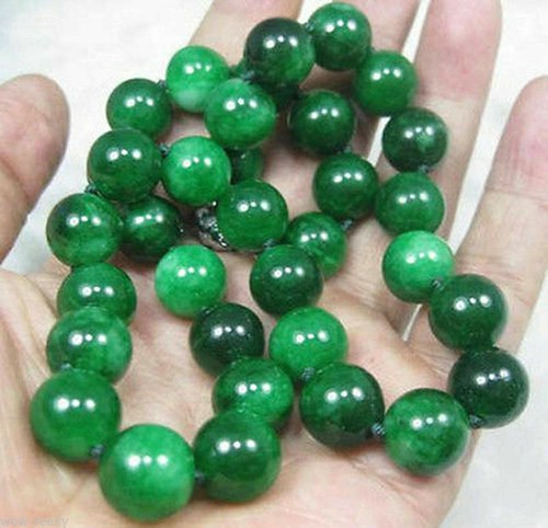 10mm Natural 18-100 Inches Long Green Emerald Gems Round Beads Stranded Necklace - Bild 2 von 10