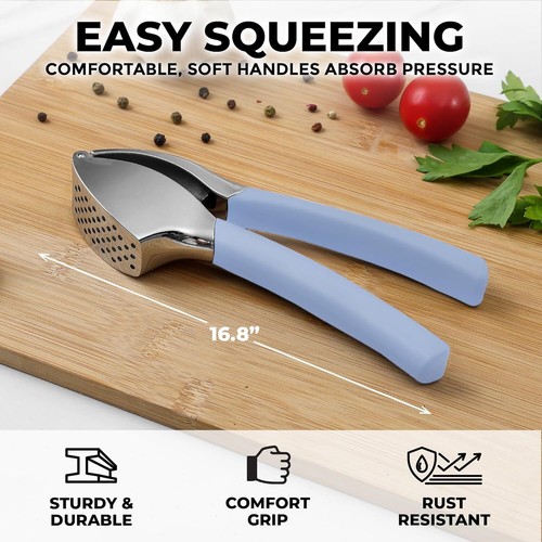 Comfort Grip Garlic Press - Rust Proof, Ergo Handle, Easy Clean - Picture 2 of 7