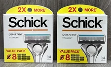 LOT OF 2 Schick Quattro Titanium for Men Razor Refill Cartridges 16 cartridges