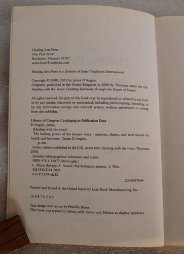 The Healing Power of The Human Voice - James D'Angelo - 2005 Paperback Edition - 第 2/6 張圖片
