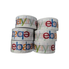 6 Rolls eBay Branded Tape Shipping  Packing Supplies Color Logo 2" x 75'