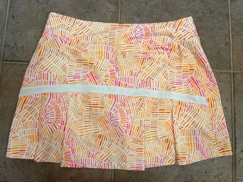 Nike Golf M Bogalicious Print Skort Pink Orange White Pockets Back Pleats Silver - Picture 5 of 11