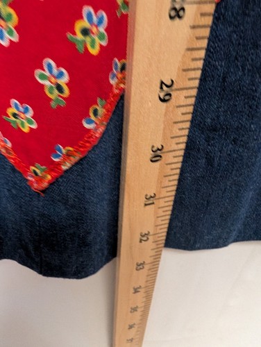 Vintage 70s Jean Pinup Dress Day Dress Womens M 9 Denim Chambray Patches Overall - Picture 5 of 8
