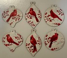 Christmas Holiday Cardinals Wooden Ornaments Winter Decorations Set Of 6
