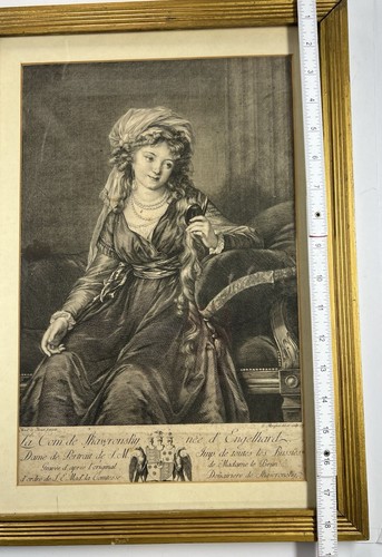 Antique Etching Portrait Countess Yekaterina Skavronskaya 1791 By Morghen 19x14” - Picture 15 of 18