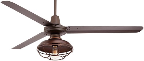 60" Turbina Industrial Indoor Outdoor Ceiling Fan with LED Light Remote Bronze - Picture 6 of 8