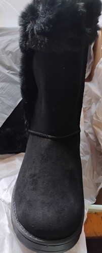 Sonoma Goods for Life Abigail Black Faux Fur Winter Boots Size 9 New in Box - Picture 3 of 4