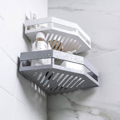 Bathroom Storage Rack Floating Shelves No-punch Wall Shelf Corner Mounted - Bild 12 von 12