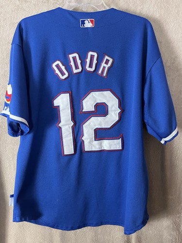 Texas Rangers Odor #12 Baseball Jersey Men's Size 48 Blue Stitched Majestic - Picture 2 of 10