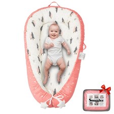 Baby Lounger, 100 Breathable Cotton Baby nest, Portable Infant Lounger Pink
