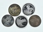 Lot 5 VINTAGE 1 Oz Silver Bars/Rounds Art Bars Collection Poured .999 *350
