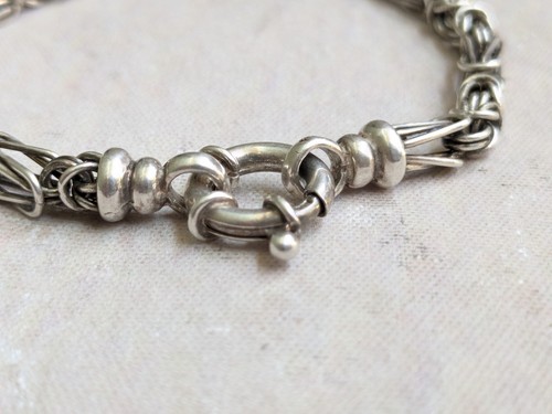 Veronese Sterling Silver Byzantine Bracelet Link Chain 8" Italy - Picture 7 of 14