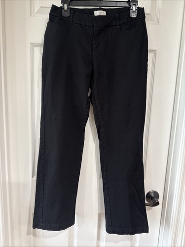 Dockers Damengröße 4 Petite vorne flach gerades Bein Baumwollhose schwarz gebraucht, in einwandfreiem Zustand