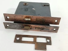2 Vintage Mortise Lock/ Strike Plate Door Latch Hardware Dead Bolt Skeleton Key 