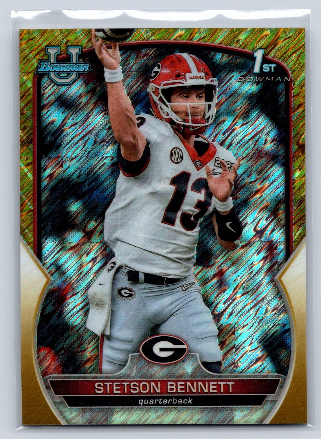 2022 Bowman University Chrome #39 Stetson Bennett Gold Shimmer Refractor #/50