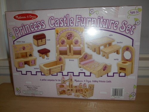 NEW! Melissa & Doug Princess Castle Furniture Set 12 Pieces Solid Wood Pink Bed - Picture 2 of 13