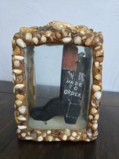 Whimsical Homemade Advertising Boot Shoe Cobbler Glass Box Withe Shells And...