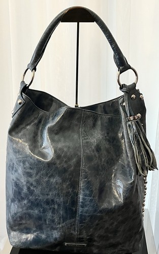 Cynthia Rowley Baby Blue Genuine Leather Silver Studded Tote With Tassels 545