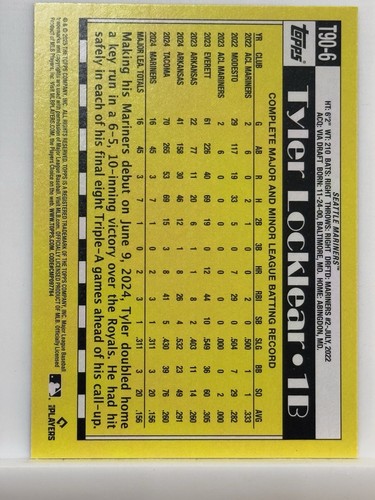 2025 Topps Series 1 Tyler Locklear 1990 Topps 35th Anniversary Rookie Card T90-6 - Picture 2 of 2