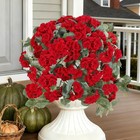 Artificial Geranium Flowers for Outdoors, 4 Bundles Red Silk Flowers with Tra...